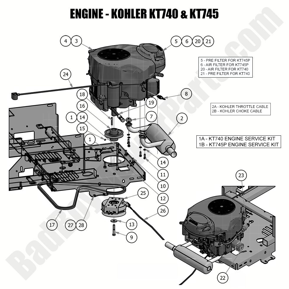2040 - Bad Boy Mower Parts Lookup > 2019 > ZT Elite > Engine - Kohler KT740 & KT745